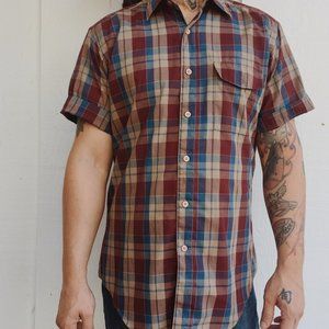 Oakton Limited Red Blue Yellow White Plaid Button Down Shirt size XL